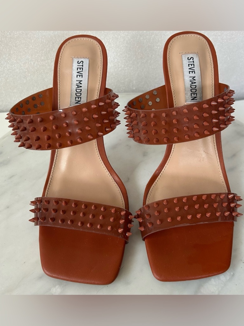 STEVE MADDEN TAN LUNNA SPIKY STUDED HEELS, Sz.8. SUPER SEXY, ELEVATES ANY OUTFIT - Picture 2 of 7